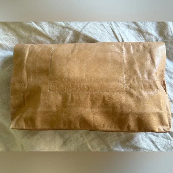Marie Turner  Tan Leather Paper Bag Lunch Clutch Bag - Picture 5 of 11